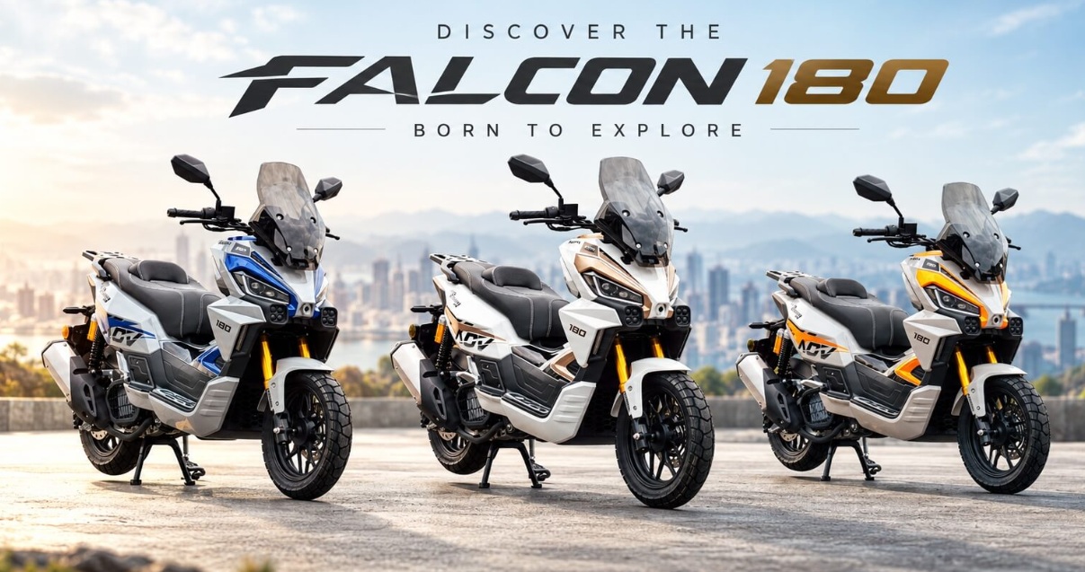 Aveta Falcon 180 hadir sebagai skutik adventure 174 cc dengan ABS, TCS, layar TFT 7 inci, dan tangki 14 liter. Simak spesifikasi lengkapnya.